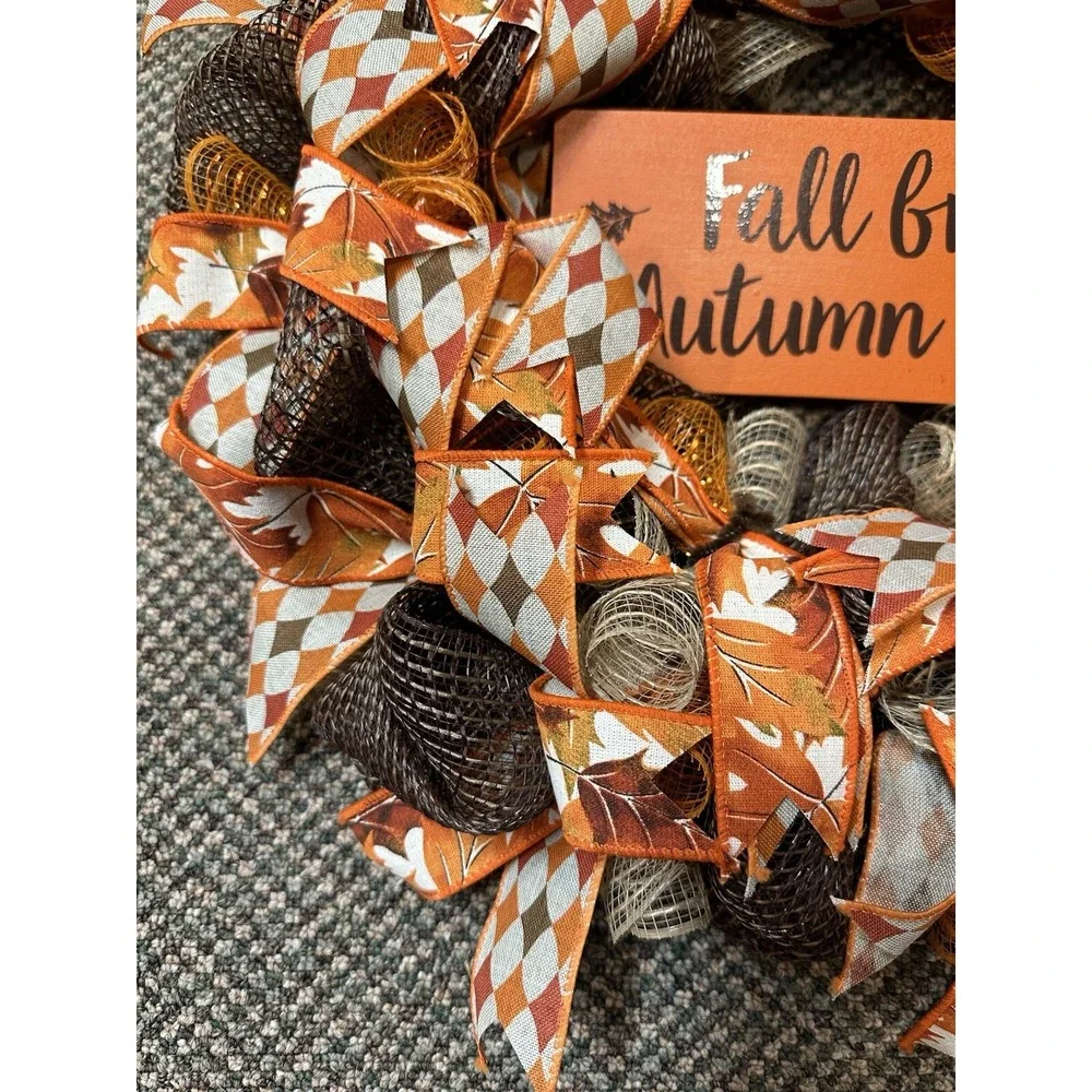 Handmade Fall Breeze Autumn‎ Leaves Orange Brown Ribbon 18
